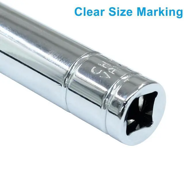 Alt view image 4 of 5 - 4 Pcs 1/4 Inch Drive 8mm Shallow & Deep Socket Set, 6 Point Chrome Vanadium Steel Metric Sockets, Mirror Finish