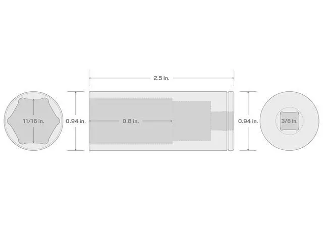 Alt view image 6 of 6 - 3/8 Inch Drive x 11/16 Inch Deep 6-Point Socket | SHD13017
