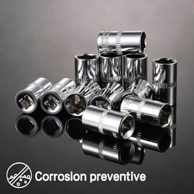 Alt view image 6 of 7 - 12-Piece Durable 1/4" Drive 10mm Socket Set Shallow, 6-Point, Cr-V Steel & Corrosion-Resistant