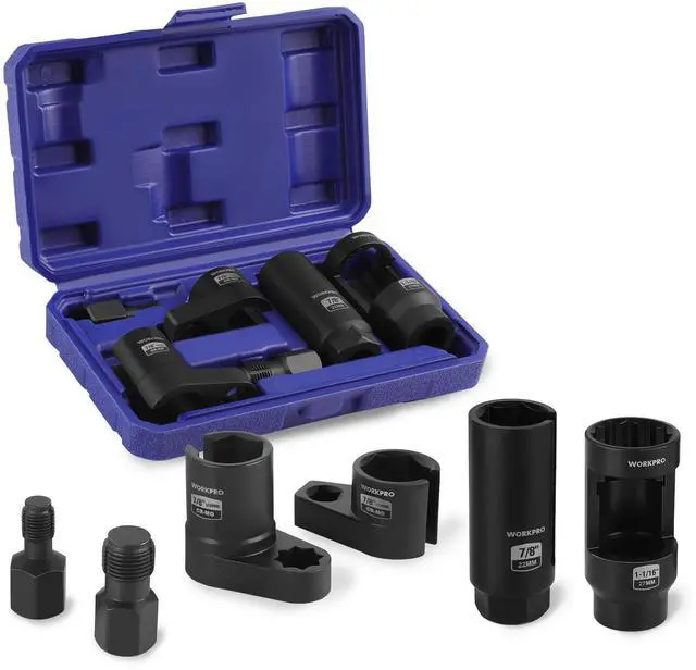Main image of 6PCS O2 Oxygen Sensor Socket, Automotive 3/8" 1/2" Drive x 1-1/16" 7/8" 27mm 22mm O2 Sensor Socket Removal Tool and Thread Chaser Set, for Oil Pressure Vacuum Thermal Oxygen Sensors