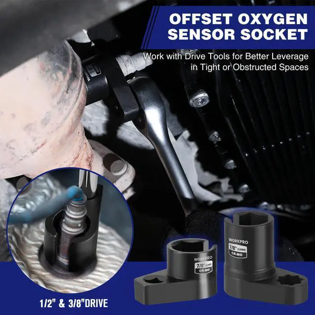 Alt view image 3 of 7 - 6PCS O2 Oxygen Sensor Socket, Automotive 3/8" 1/2" Drive x 1-1/16" 7/8" 27mm 22mm O2 Sensor Socket Removal Tool and Thread Chaser Set, for Oil Pressure Vacuum Thermal Oxygen Sensors