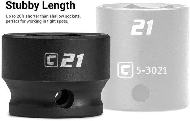 Alt view image 3 of 7 - 15/16 in. Stubby Impact Socket, 1/2 in. Drive, 6-Point, SAE (CP55458)