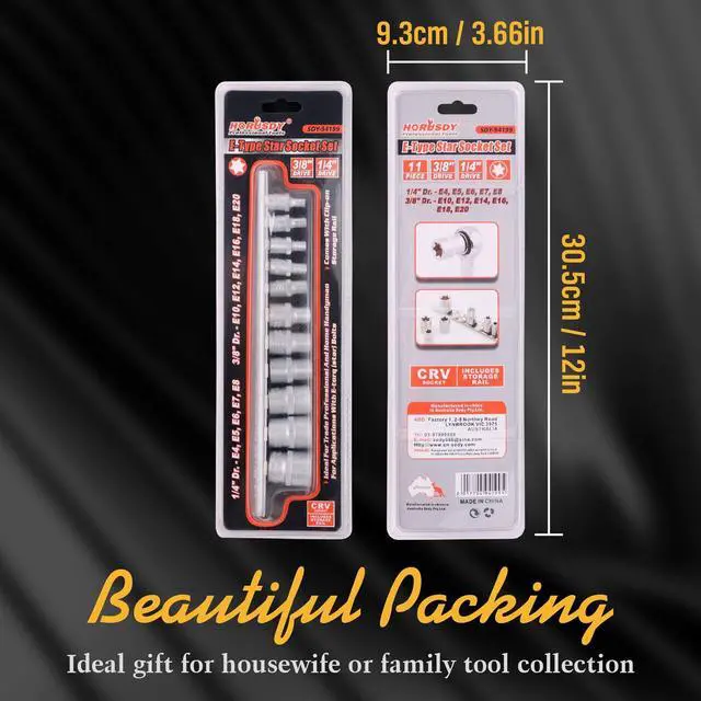 Alt view image 6 of 7 - 11Pcs E Torx Socket Set Female External Star Socket Set E4 - E20 Torque Socket Set