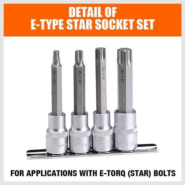 Alt view image 7 of 7 - 11Pcs E Torx Socket Set Female External Star Socket Set E4 - E20 Torque Socket Set