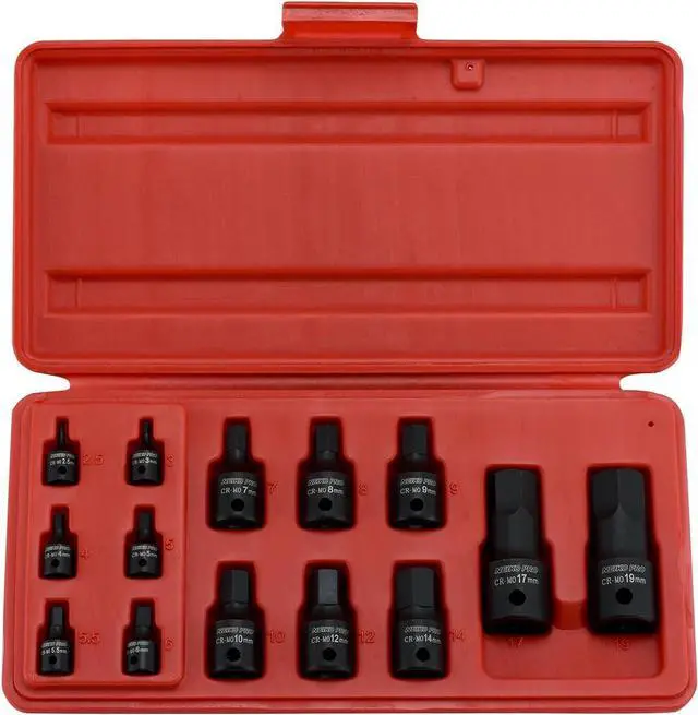 Main image of 01141B Allen-Bit Socket Set, Metric Socket Set, 2.5 mm to 19 mm, 1/4-Inch, 3/8-Inch, and 1/2-Inch Drive, CrMo Steel, Impact-Grade, 14-Piece Set