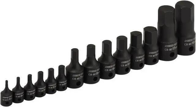 Alt view image 4 of 6 - 01141B Allen-Bit Socket Set, Metric Socket Set, 2.5 mm to 19 mm, 1/4-Inch, 3/8-Inch, and 1/2-Inch Drive, CrMo Steel, Impact-Grade, 14-Piece Set
