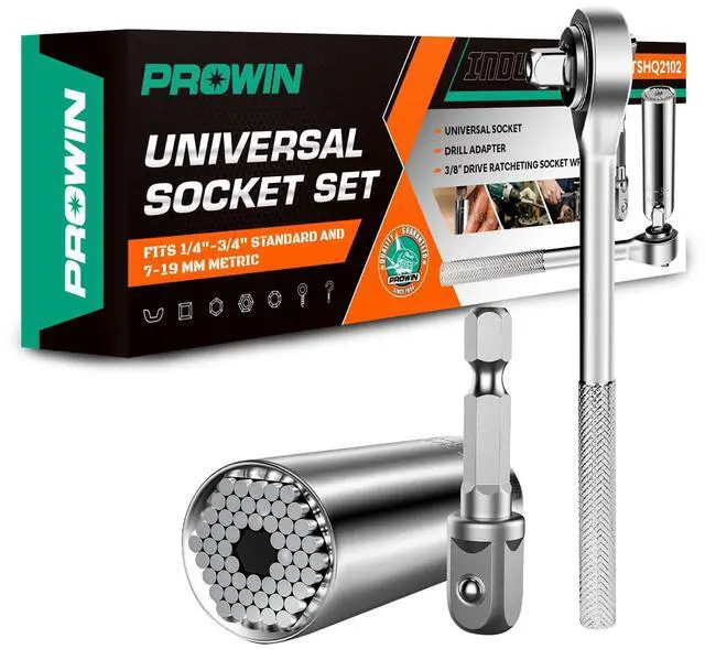 Main image of 3pcs Universal Socket Wrench Ratchet Useful Tool Sets Adapter Retract & Power Drill (1/4in-3/4in) for Men Him Husband Dad Father DIY Handyman Women