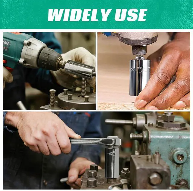 Alt view image 2 of 7 - 3pcs Universal Socket Wrench Ratchet Useful Tool Sets Adapter Retract & Power Drill (1/4in-3/4in) for Men Him Husband Dad Father DIY Handyman Women