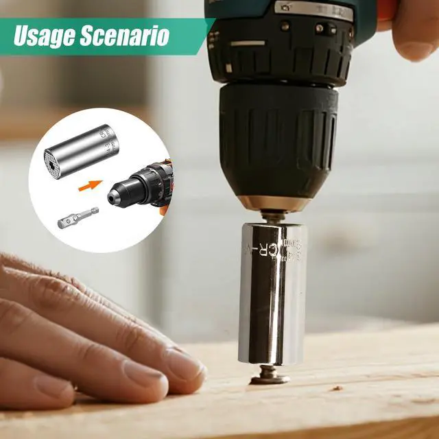 Alt view image 5 of 7 - 3pcs Universal Socket Wrench Ratchet Useful Tool Sets Adapter Retract & Power Drill (1/4in-3/4in) for Men Him Husband Dad Father DIY Handyman Women