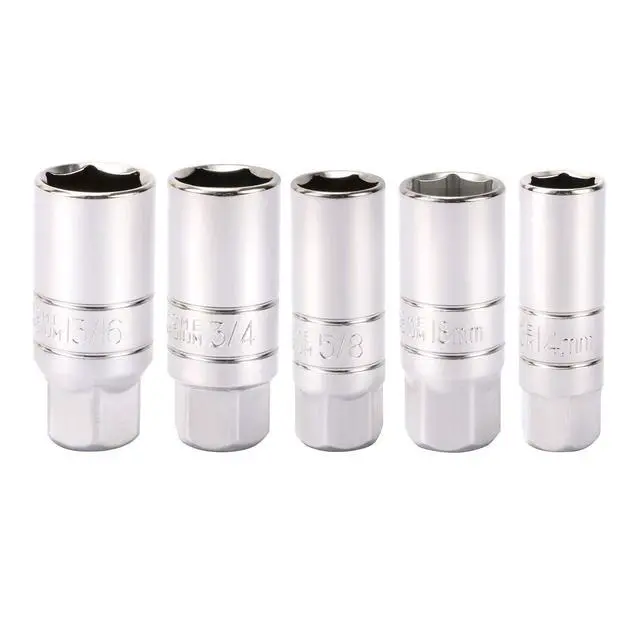 Alt view image 2 of 7 - 3/8-Inch Drive Spark Plug Socket Set, 6-Point, 5/8-Inch, 3/4-Inch, 13/16-Inch, 14mm, 18mm, 5-Piece Set