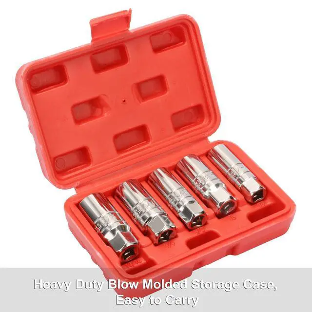 Alt view image 7 of 7 - 3/8-Inch Drive Spark Plug Socket Set, 6-Point, 5/8-Inch, 3/4-Inch, 13/16-Inch, 14mm, 18mm, 5-Piece Set