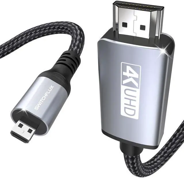 Main image of 4K Micro HDMI to HDMI Cable 6FT, 4K@60Hz HDR High Speed HDMI Cord, Nylon Braided Compatible with GoPro Hero, Raspberry Pi 5/4, DSLR Camera, Laptop to TV