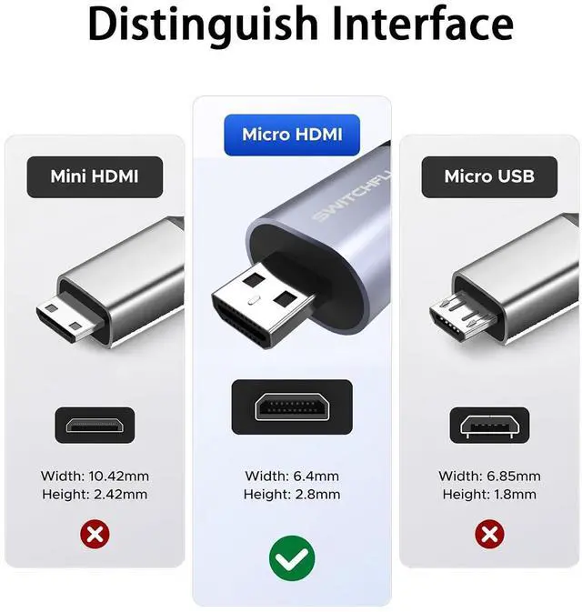 Alt view image 3 of 7 - 4K Micro HDMI to HDMI Cable 6FT, 4K@60Hz HDR High Speed HDMI Cord, Nylon Braided Compatible with GoPro Hero, Raspberry Pi 5/4, DSLR Camera, Laptop to TV