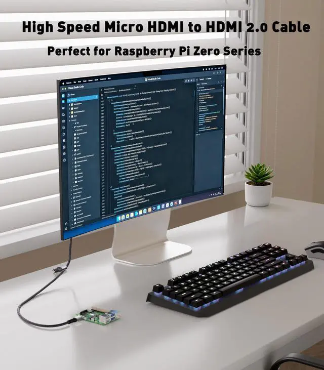 Alt view image 5 of 7 - 4K Micro HDMI to HDMI Cable 6FT, 4K@60Hz HDR High Speed HDMI Cord, Nylon Braided Compatible with GoPro Hero, Raspberry Pi 5/4, DSLR Camera, Laptop to TV