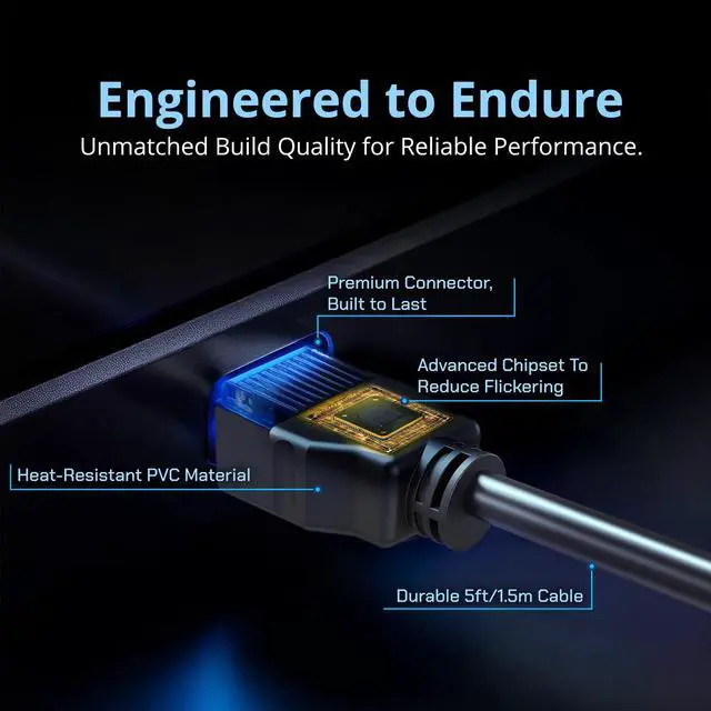 Alt view image 3 of 7 - 5ft HDMI Cable, High Speed HDMI 1.4 with Ethernet 1920x1080 FHD 144Hz 100Hz 60Hz HDCP, Male-to-Male 1.5m Length Genuine Parts Made for Sceptre Monitor, TV, Gaming Console, PC, Laptop, Projector