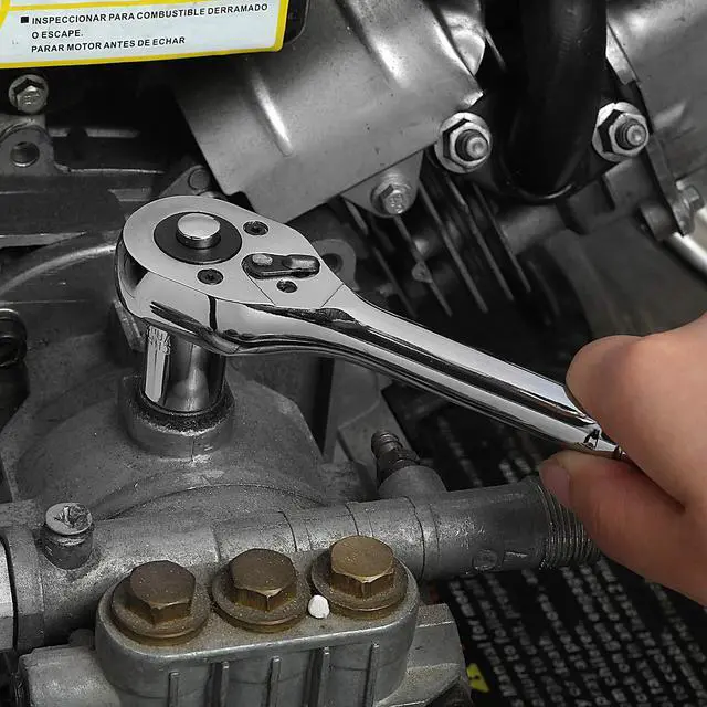 Alt view image 6 of 7 - 39-Piece Drive Socket Set 1/4'' & 3/8'', CR-V Metric and SAE Sockets with Quick-Release Ratchet Wrench, Extension Bar, Spinner Handle & Adapter, Compact Mechanics Tool Set for Car Repair