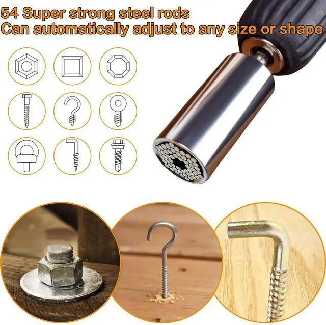 Alt view image 3 of 7 - Gifts for Men, Super Universal Socket Tool, Fathers Day Dad Gifts for Men Him Husband Birthday, Grip Socket Set w/Power Drill Adapter Cool Tools Gadgets for Mens Christmas Stocking Stuffers for Adults