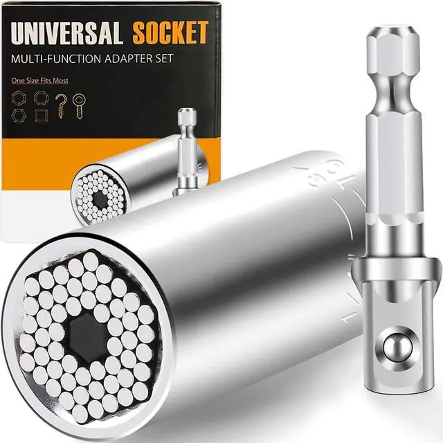 Main image of Gifts for Men, Super Universal Socket Tool, Fathers Day Dad Gifts for Men Him Husband Birthday, Grip Socket Set w/Power Drill Adapter Cool Tools Gadgets for Mens Christmas Stocking Stuffers for Adults
