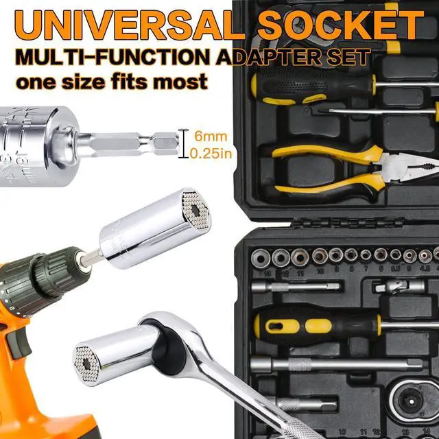 Alt view image 4 of 7 - Gifts for Men, Super Universal Socket Tool, Fathers Day Dad Gifts for Men Him Husband Birthday, Grip Socket Set w/Power Drill Adapter Cool Tools Gadgets for Mens Christmas Stocking Stuffers for Adults