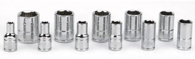 Alt view image 6 of 6 - 11 Piece Metric Shallow Socket Set, 1/4-Inch Drive, 6 Point, Dual Grease Rings, Size Markings - 640498, Silver