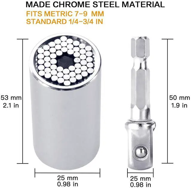 Alt view image 2 of 7 - Gifts for Men, Super Universal Socket Tool, Fathers Day Dad Gifts for Men Him Husband Birthday, Grip Socket Set w/Power Drill Adapter Cool Tools Gadgets for Mens Christmas Stocking Stuffers for Adults