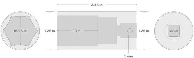 Alt view image 4 of 4 - 3/8 Inch Drive x 15/16 Inch Deep 6-Point Impact Socket | SID13024
