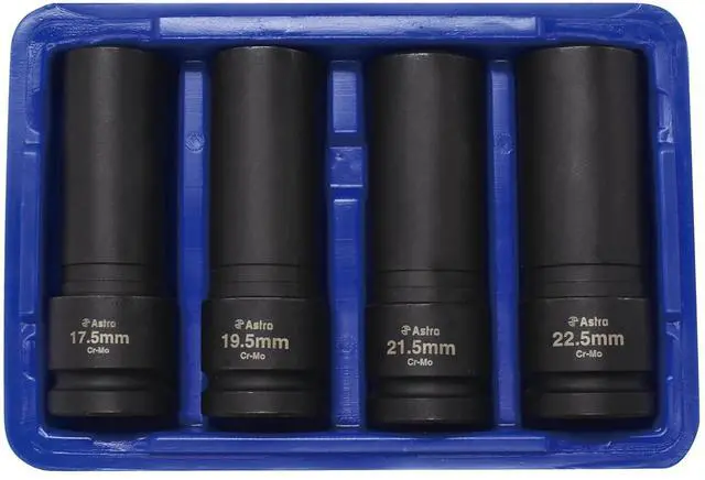 Alt view image 2 of 4 - 78204 4-Piece 1/2" Drive 1/2 Size Thin Wall Lug Nut Socket Set - 17.5-22.5mm