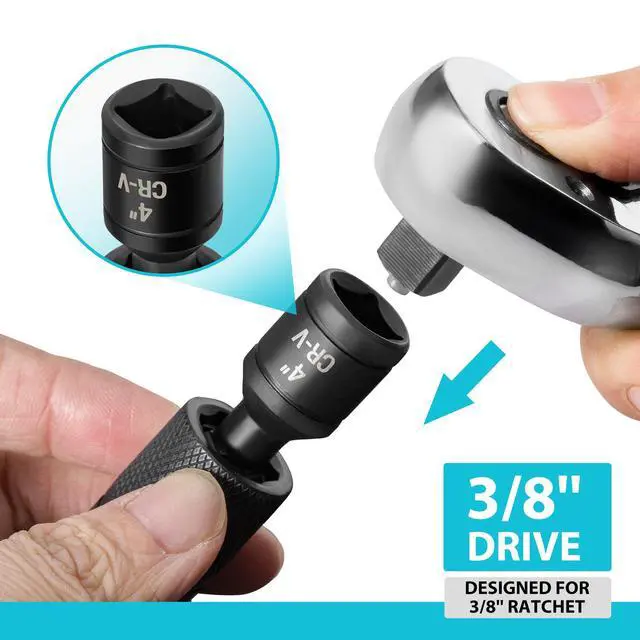 Alt view image 5 of 7 - 5/8" Swivel Magnetic Spark Plug Socket, 1MM Thin Wall Spark Plugs Socket with 12-Point, Enhanced Magnetic Head & Manganese Phosphate Coating, 3/8" Drive x 4" Total Length, Cr-V Steel Made
