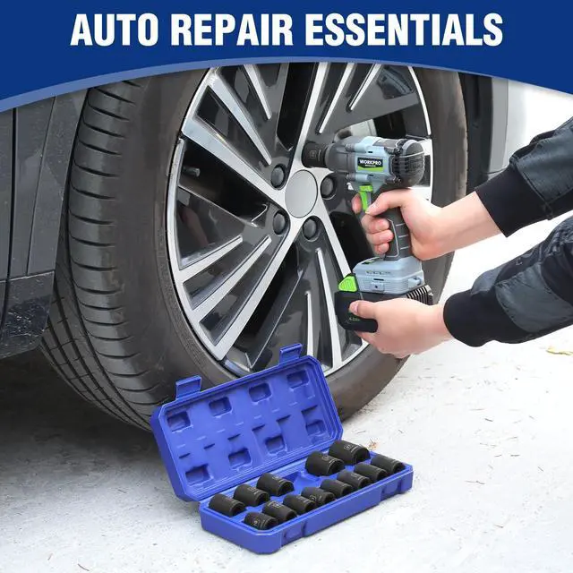 Alt view image 7 of 7 - 1/2 Drive Shallow Impact Socket Set, Metric Cr-V Steel 6-Point Socket Set with Storage Case for Automotive Maintenance and Repairs (14PCS 10-27mm)