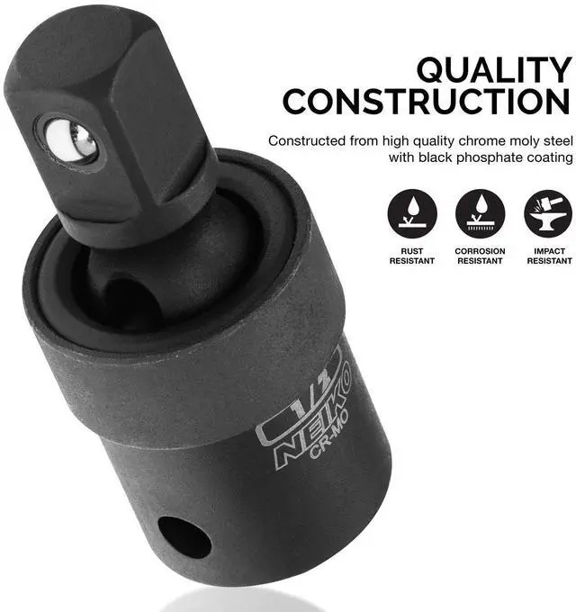 Alt view image 3 of 6 - 02486A Impact Universal Joint-Socket Swivel Set, Socket Extension Set Made From Cr-Mo with Included 1/4-, 3/8-, and 1/2-Inch Sockets, Set of 3
