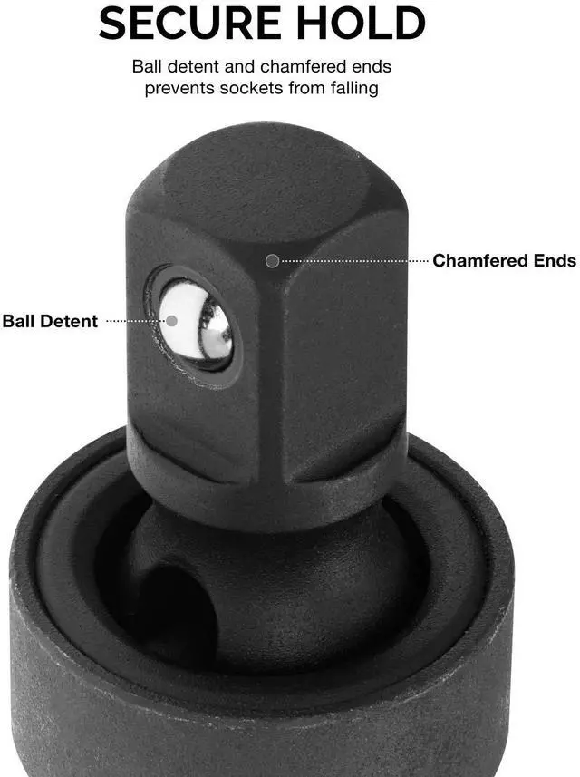 Alt view image 5 of 6 - 02486A Impact Universal Joint-Socket Swivel Set, Socket Extension Set Made From Cr-Mo with Included 1/4-, 3/8-, and 1/2-Inch Sockets, Set of 3