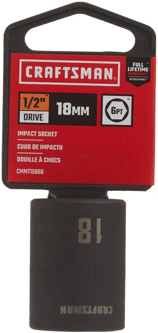 Alt view image 2 of 4 - Shallow Impact Socket, Metric, 1/2-Inch Drive, 18mm (CMMT15866)