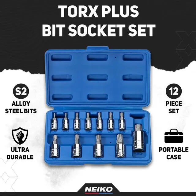 Alt view image 2 of 6 - 10086A 6 Point Torx Plus Bit Socket Set, 1/4-Inch, 3/8-Inch and 1/2-Inch Drive, TP8 - TP60, 12-Piece
