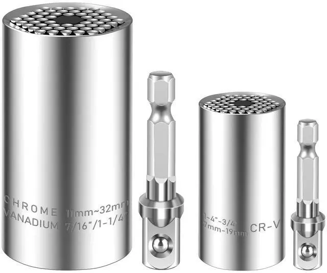 Main image of Universal Socket Set(11-32mm 7-19mm) for Unscrew Any Bolt Multi-Function Universal Socket Tool with 3/8" 1/2" Power Drill Adapters Birthday Gift for Dad, Husband, Man, Handyman, Father Gadgets