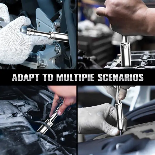 Alt view image 7 of 7 - 10PCS 3/8 Drive Deep Socket Set, Metric(10mm-21mm), 6-Point, Cr-V Steel, Chrome Plated Socket With Hanging Bracket, Cover Most Commonly Sizes