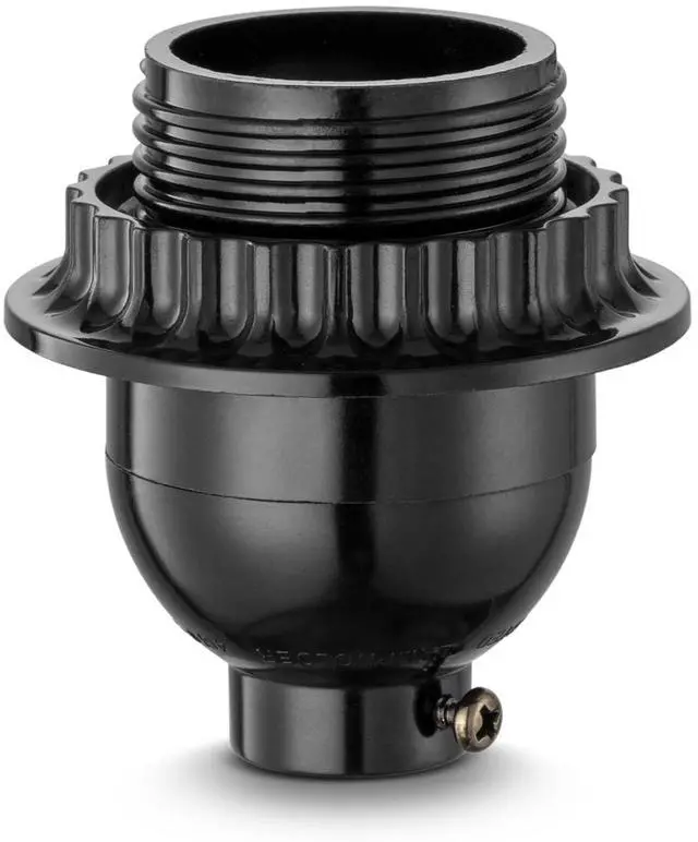 Main image of Keyless Socket Replacement with Shade Ring, E26 Pendant Light Socket, Medium Base, Bulb Holder for Table & Floor Lamps, Hanging Socket, Black, UL Listed, 1-Pack