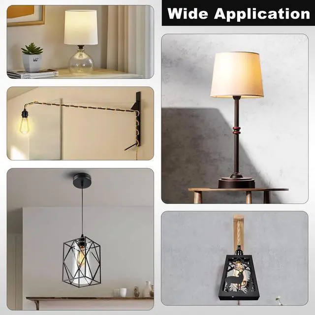 Alt view image 7 of 7 - Keyless Socket Replacement with Shade Ring, E26 Pendant Light Socket, Medium Base, Bulb Holder for Table & Floor Lamps, Hanging Socket, Black, UL Listed, 1-Pack