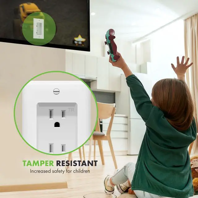 Alt view image 4 of 7 - Recessed Duplex Receptacle Outlet, Tamper-Resistant, Size 1-Gang 4.48" x 2.76", 15A 125V, TG15RD31-2PCS, White, 2 Pack
