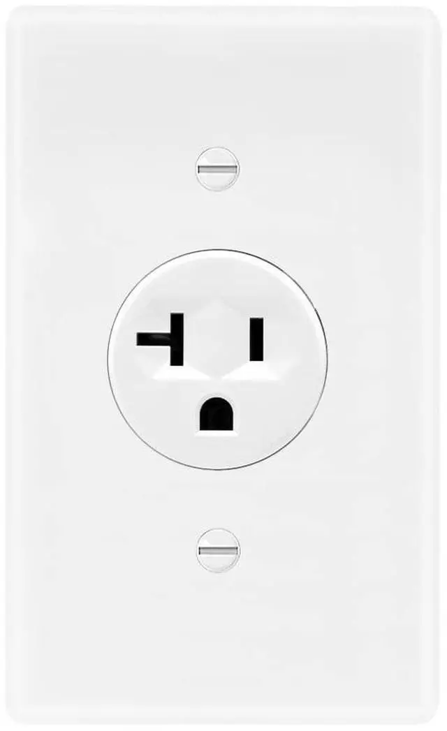 Alt view image 2 of 7 - 20A Single Receptacle Outlet - 2 Pack, 125 VAC Commercial Grade White Electrical Outlet for Appliances, NEMA 5-20, UL Listed, Wall Plates Included, Ideal for Construction and Renovations