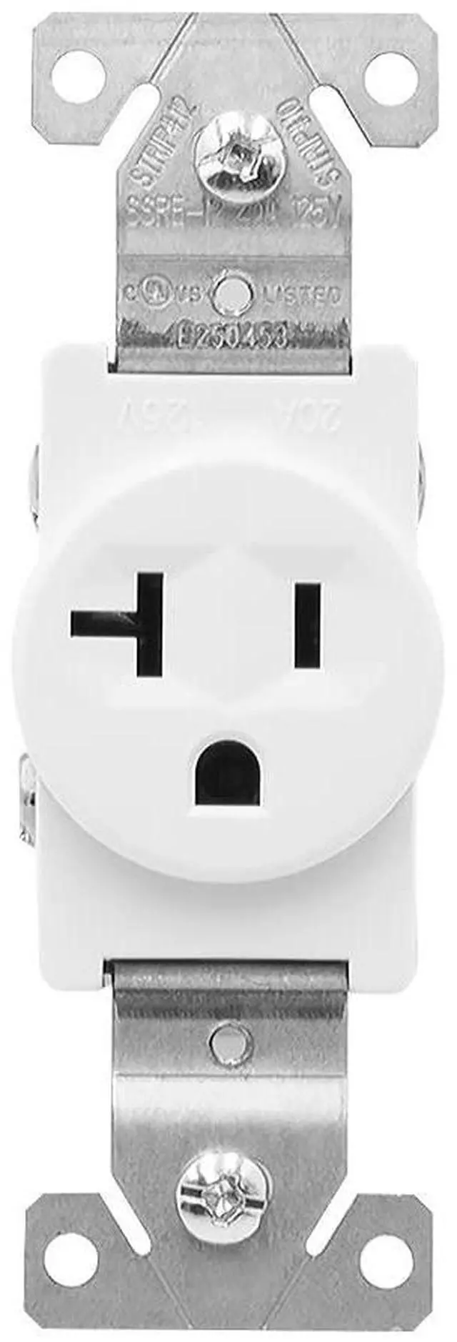 Alt view image 4 of 7 - 20A Single Receptacle Outlet - 2 Pack, 125 VAC Commercial Grade White Electrical Outlet for Appliances, NEMA 5-20, UL Listed, Wall Plates Included, Ideal for Construction and Renovations