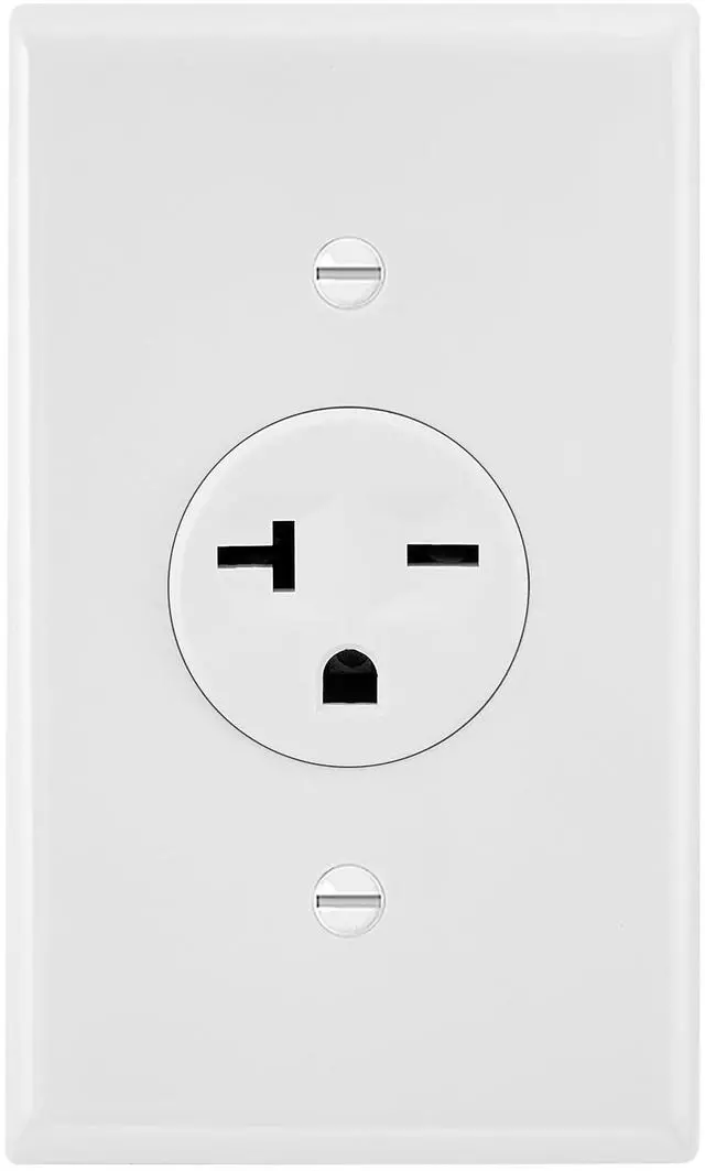 Alt view image 7 of 7 - 20A Single Receptacle Outlet - 2 Pack, 250 VAC Commercial Grade White Electrical Outlet for Appliances, NEMA 6-20, UL Listed, Wall Plates Included, Ideal for Construction and Renovations