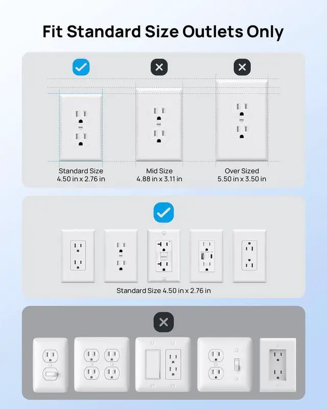 Alt view image 3 of 7 - 3FT Flat Extension Cord with Ultra-Thin Outlet Cover, Flat Wall Plug Power Strip with 4 AC 4 USB Ports, Hidden Outlet Extender for Tight Spaces, 10A/1250W, 900J Surge Protection, White