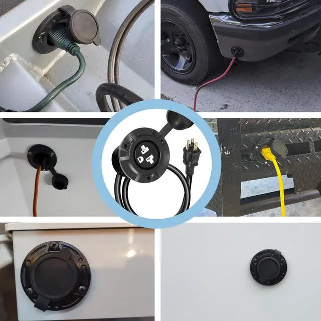 Alt view image 7 of 7 - 15A/20A Weatherproof Outdoor Power Outlet, Receptacle Outlet,125 Volt NEMA 5-15R, Outdoor Electrical Outlet with Integrated 20-Inch Outdoor Extension Cord 12AWG, Outdoor Outlet Cover