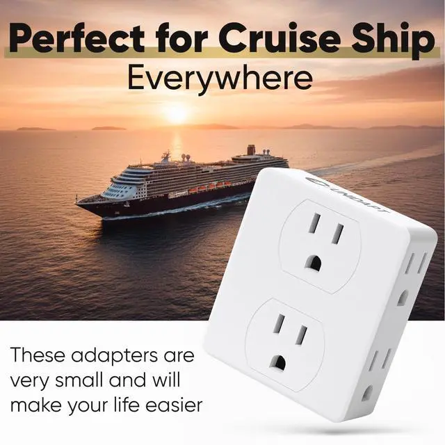 Alt view image 7 of 7 - Multi Plug Outlet Splitter, Multiple Outlets Extender Adapter with 6 AC Power Socket, Side Splitter Box, Wall Tap Plug Expander for Home Hotel Office Dorm Essentials, 2-Pack