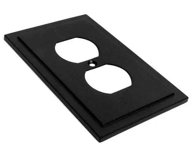 Alt view image 2 of 7 - Modern Edge Decorative Wall Plate Switch Plate Outlet Cover, Durable Solid Zinc Alloy (Single Duplex 2PK, Matte Black)