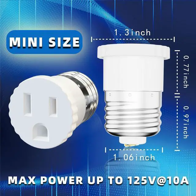 Alt view image 4 of 6 - 2 Pack, Light Socket to Plug Adapter, Convert Light Bulb Socket to Outlet Adapter (White).