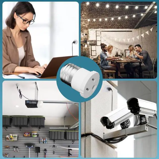 Alt view image 5 of 6 - 2 Pack, Light Socket to Plug Adapter, Convert Light Bulb Socket to Outlet Adapter (White).