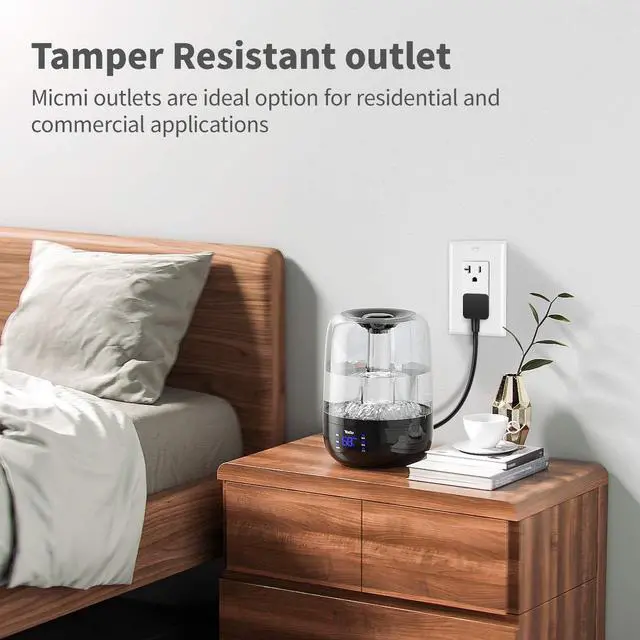 Alt view image 7 of 7 - 20A Decorator Receptacle Outlet, Decorative Wall Socket Outlet, 20 Amp 125 Volt, Tamper Resistant, Grounding UL Listed White 10pack