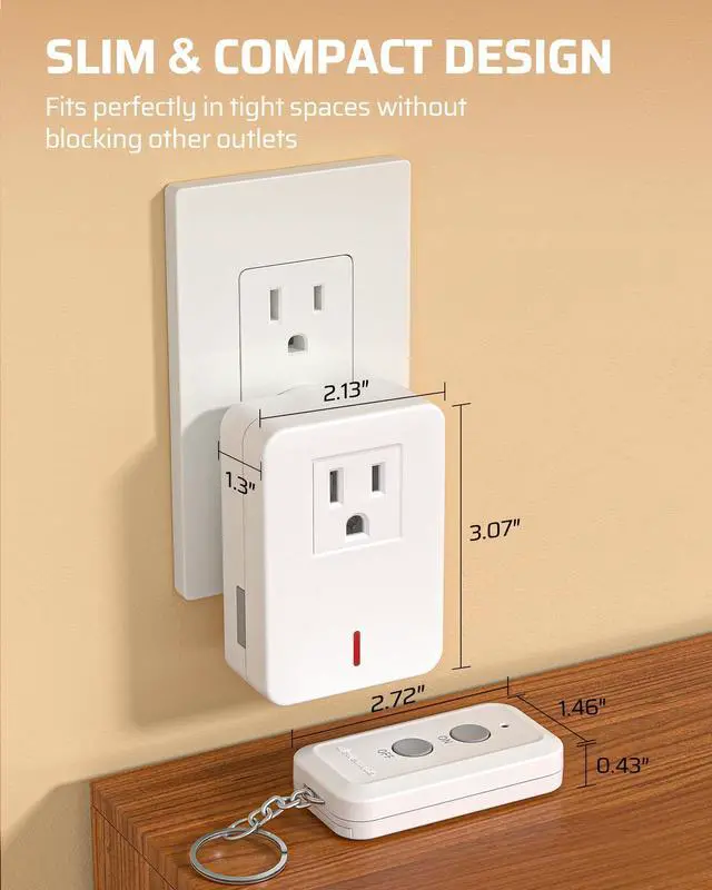 Alt view image 5 of 7 - Indoor Remote Control Outlet, Expandable Remote Light Switch Kit, Wireless On Off Power Switch, 100ft RF Range, Compact Design, White
