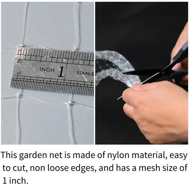 Alt view image 2 of 7 - Bird Netting, 12 x 50 Feet, 1-inch Square Mesh, Heavy Duty Nylon Garden Protection Against Birds (12X50FT-1'')